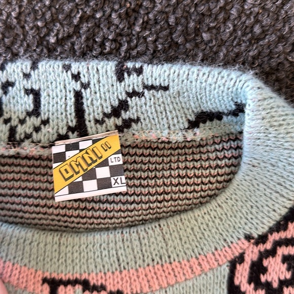 Vintage 80s 90s Baby Pink & Blue Female Body Coquette Abstract Sweater Size XL - Picture 9 of 11